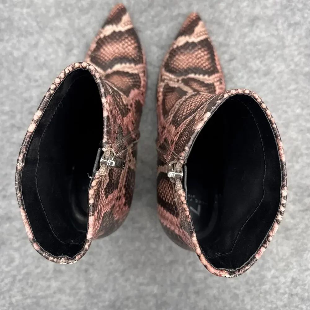 Marc Fisher LTD Ulani 2 Pink Black Snake Print Leather Heeled Ankle Boot Women 9